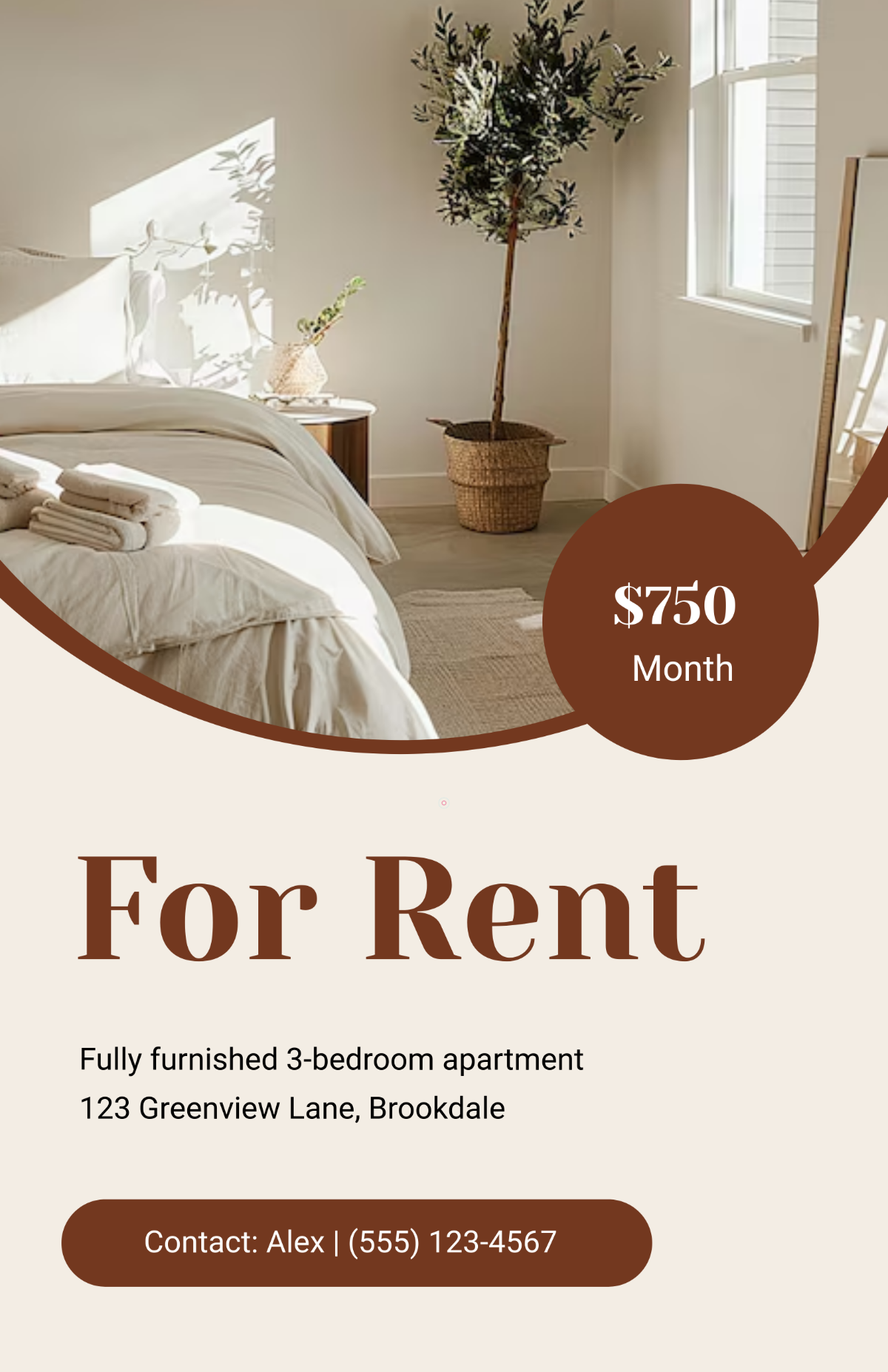 Free Modern Room for Rent Poster Template