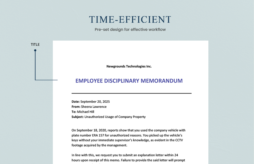 Sample Memo to Employees for Discipline Template