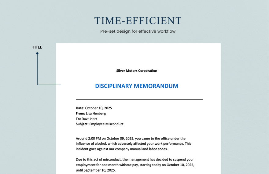 Memo for Employee's Misconduct Template