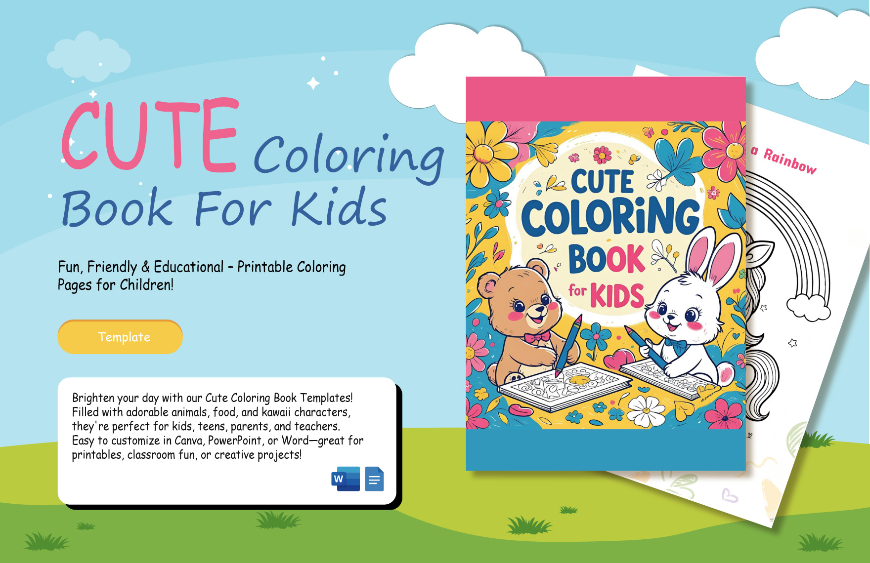 Cute Coloring Book Template to Download