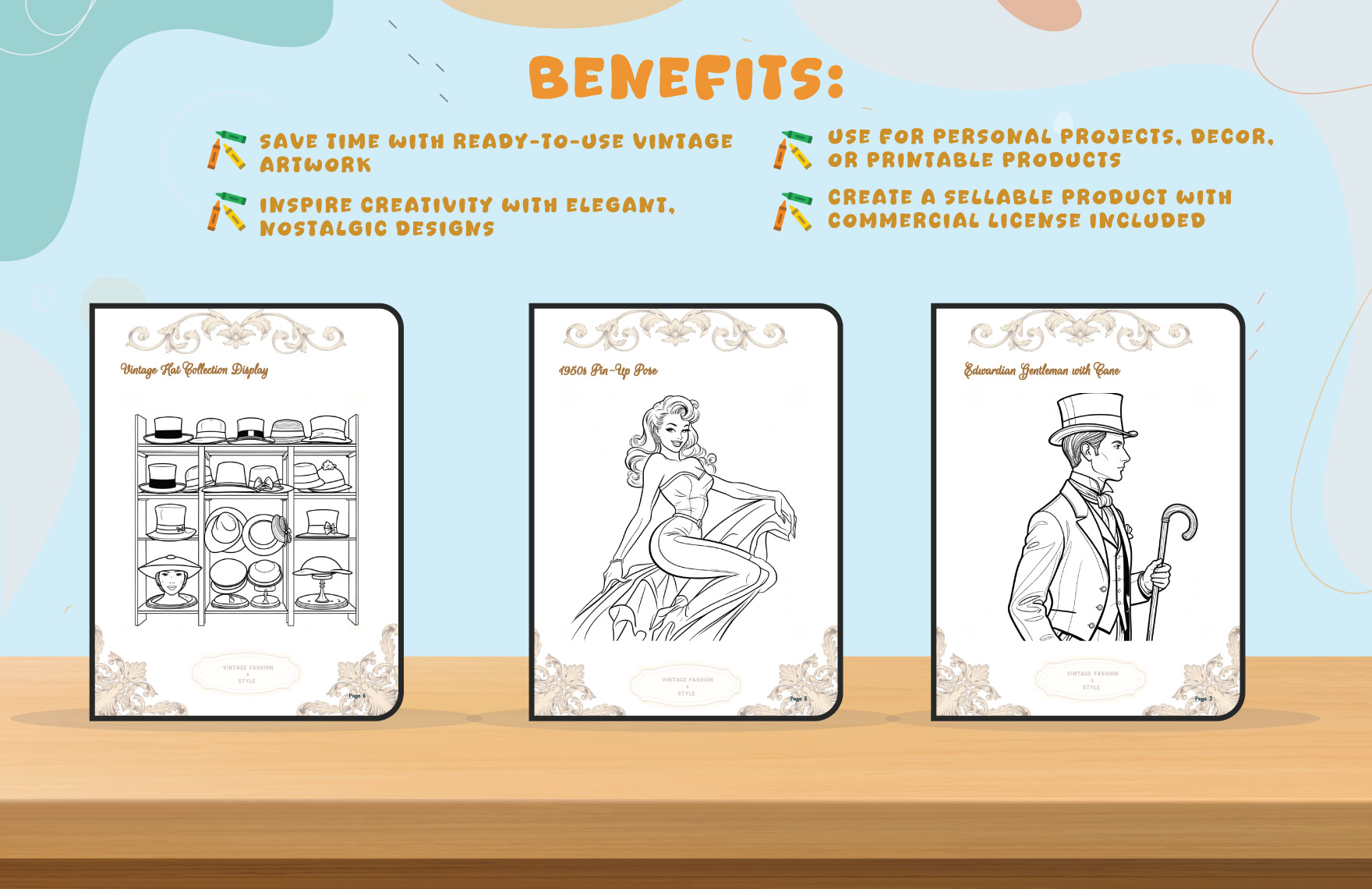 Vintage Coloring Book Template