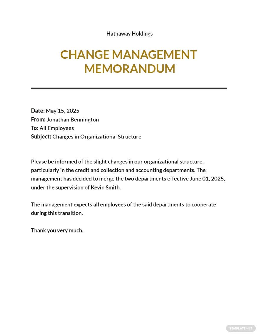 Free Sample Memo to Employees About Changes Template Word