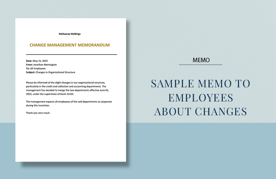 Sample Memo to Employees About Changes Template in Word, Google Docs, Apple Pages