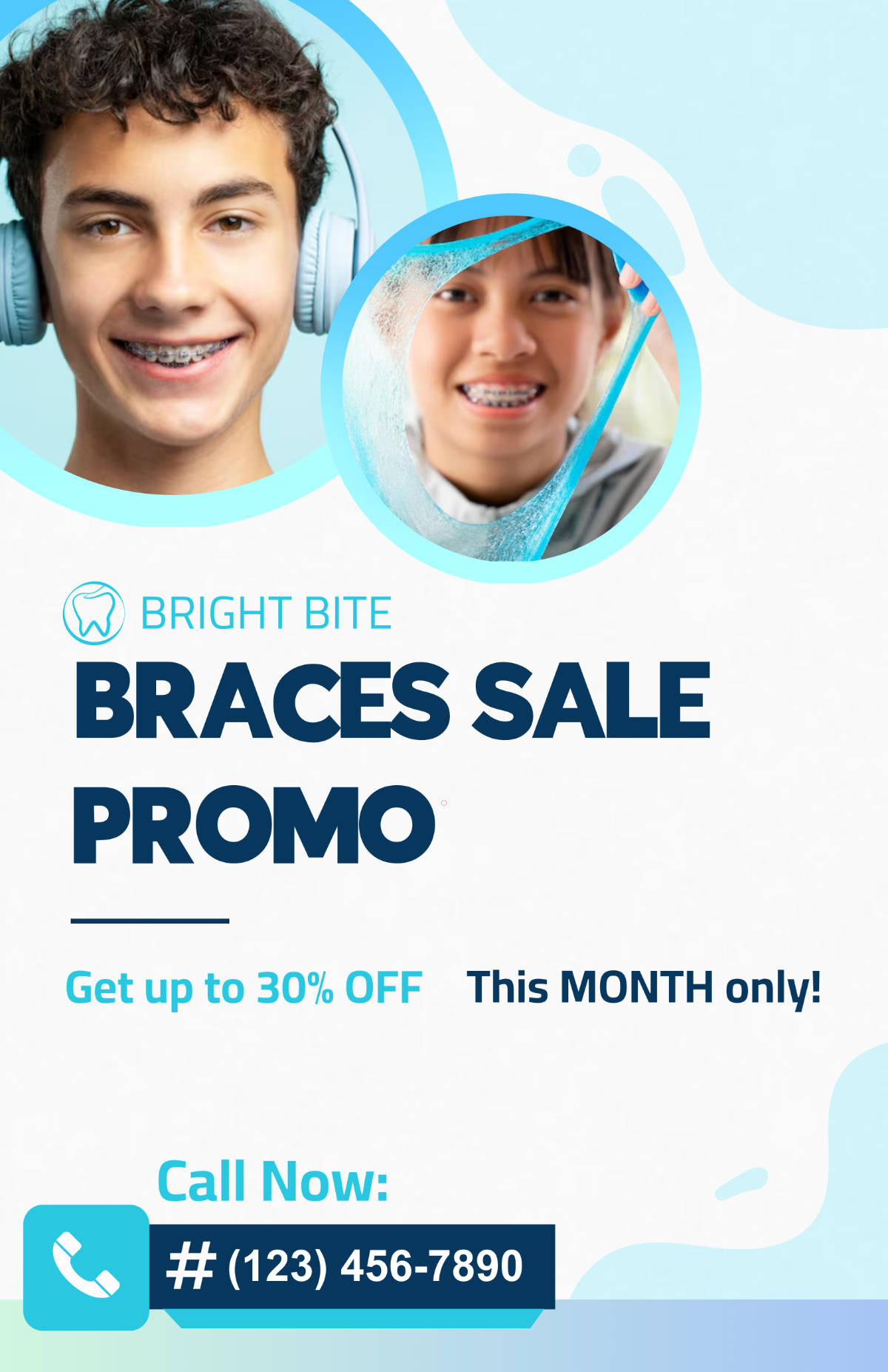 Free White Dental Braces Poster Template