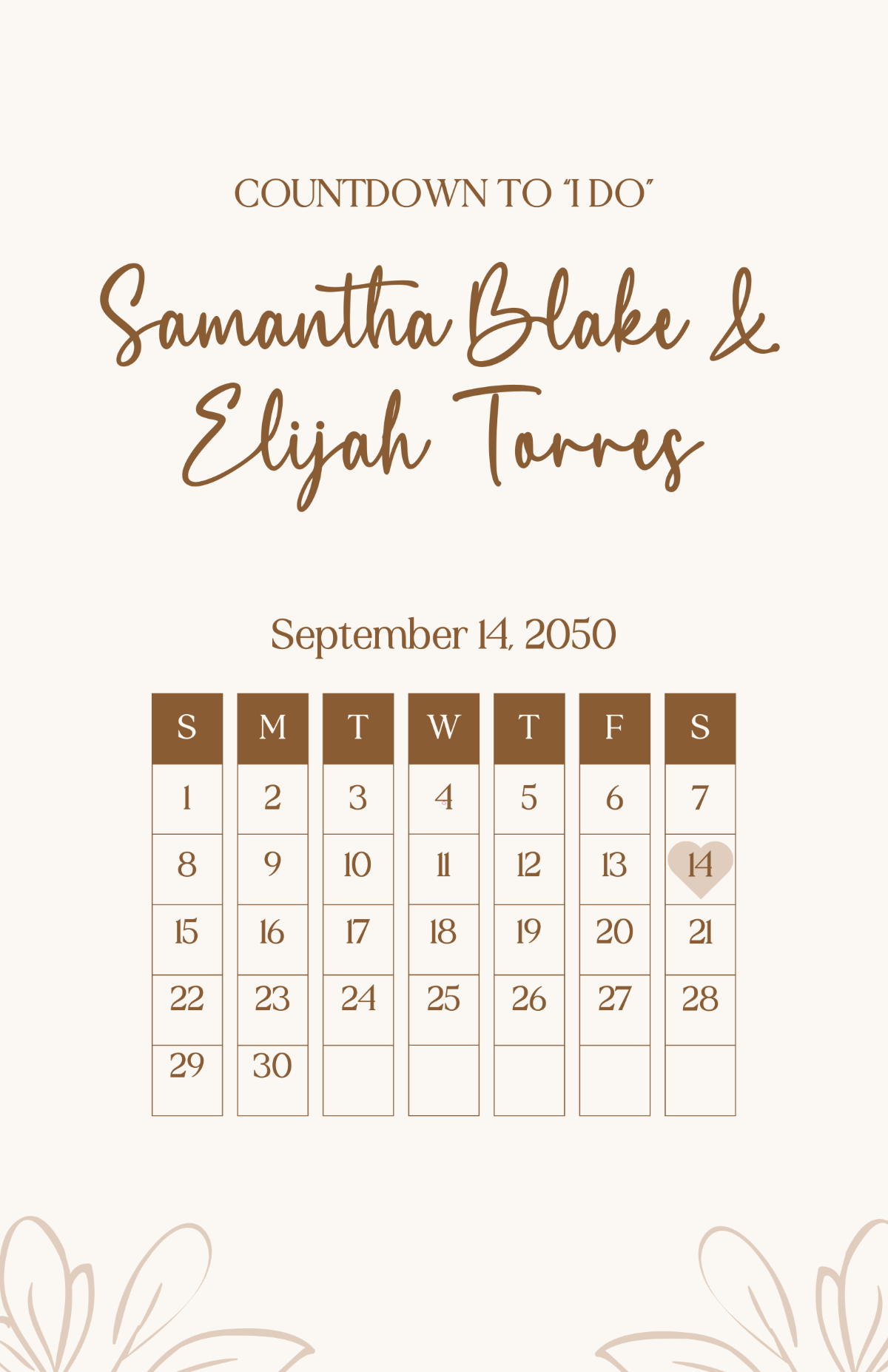 Free Wedding Calendar Poster Template