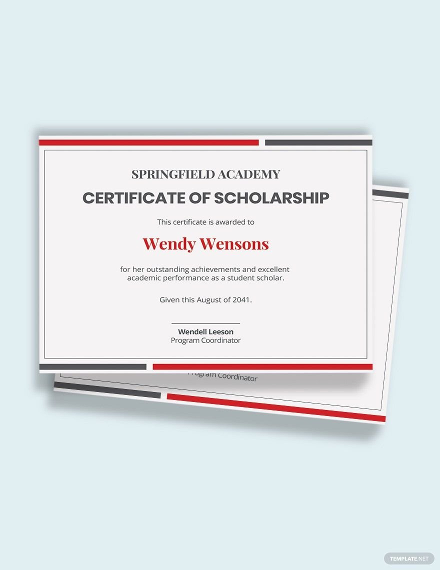 Printable Scholarship Certificate Template