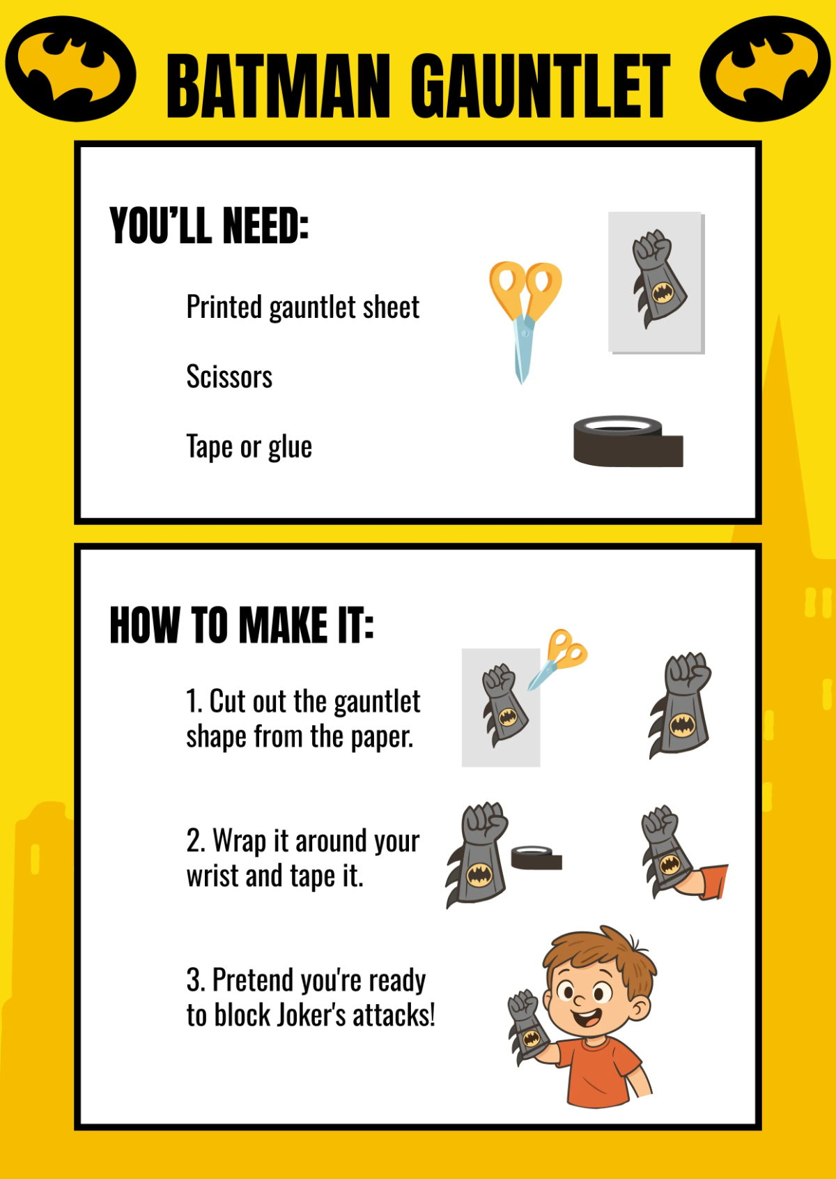 Free Batman Gauntlet Template to Edit Online