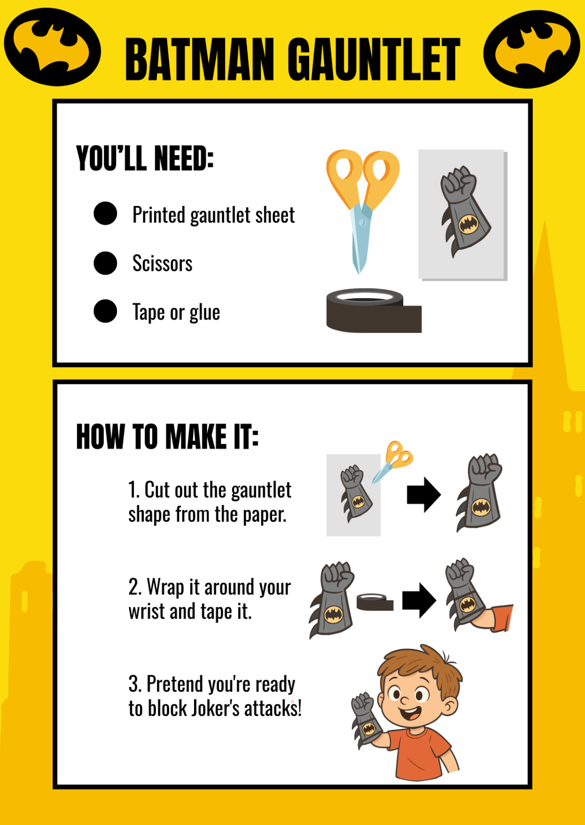 Free Batman Gauntlet Template to Edit Online