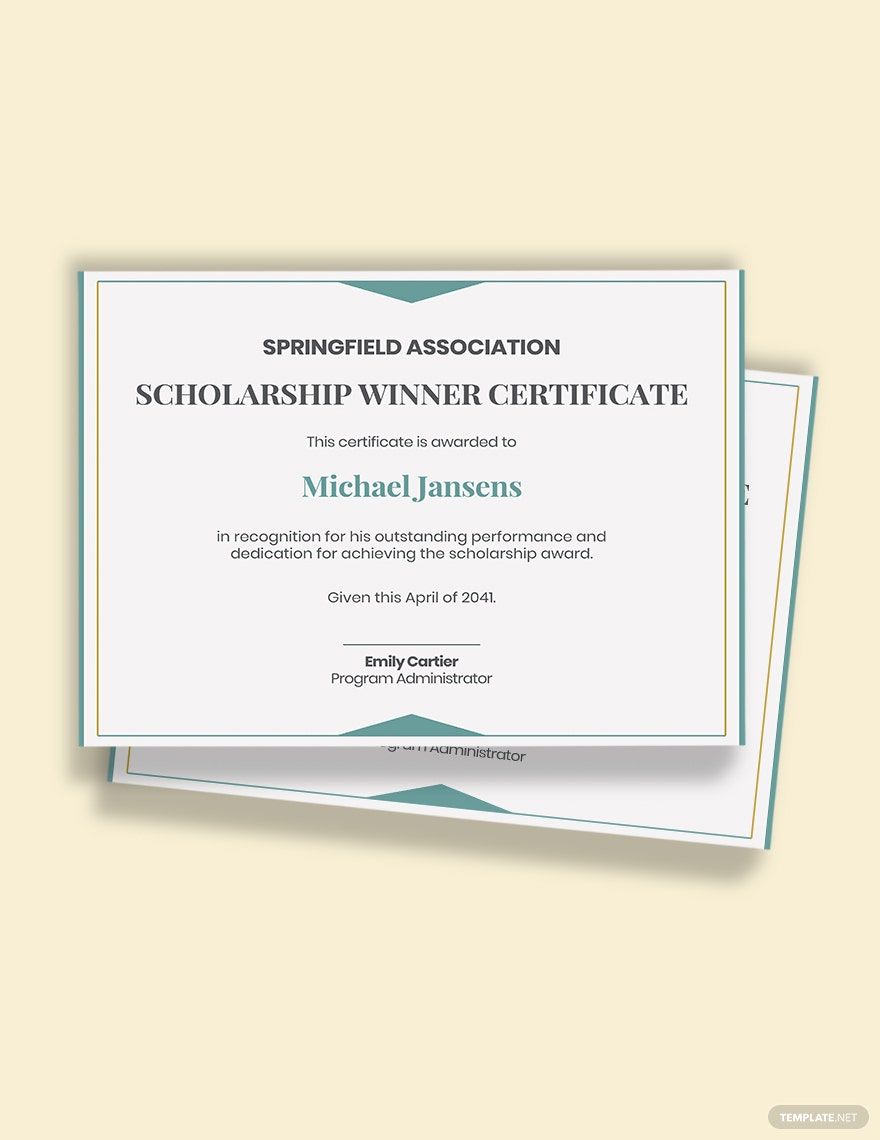 Scholarship Winner Certificate Template