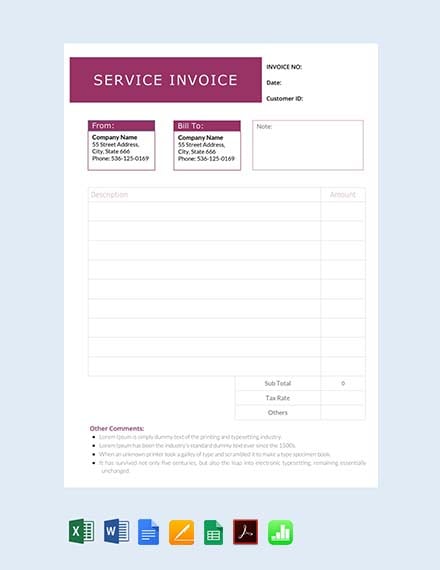 free service invoice template