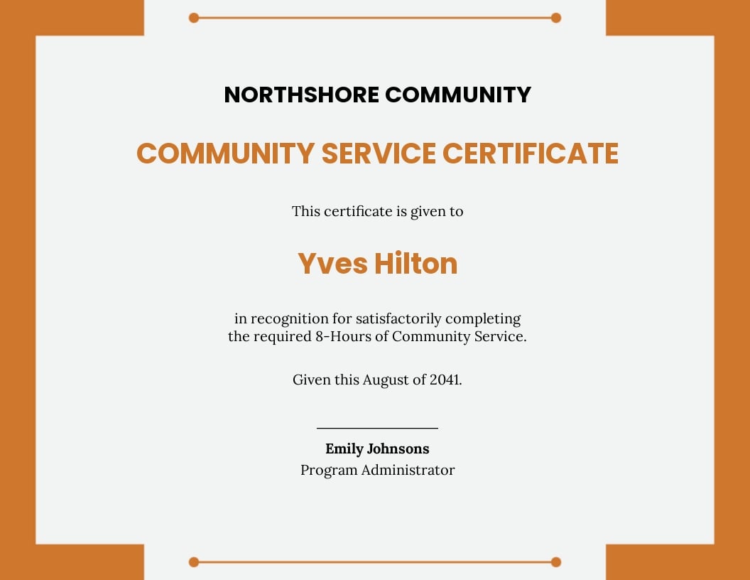 Community Service Certificate Template - Word  Template.net With Regard To Community Service Template Word