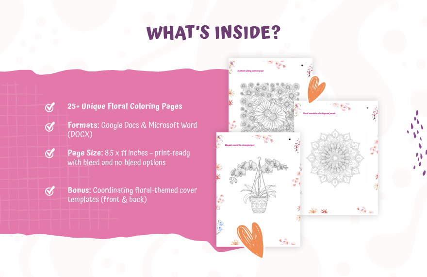 Floral Coloring Book Template