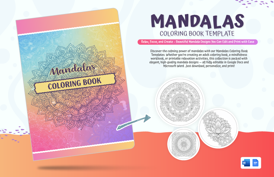 Mandalas Coloring Book Template in Google Docs, Word to Download