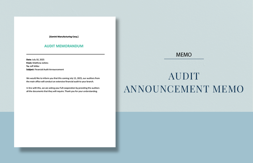 Audit Announcement Memo Template