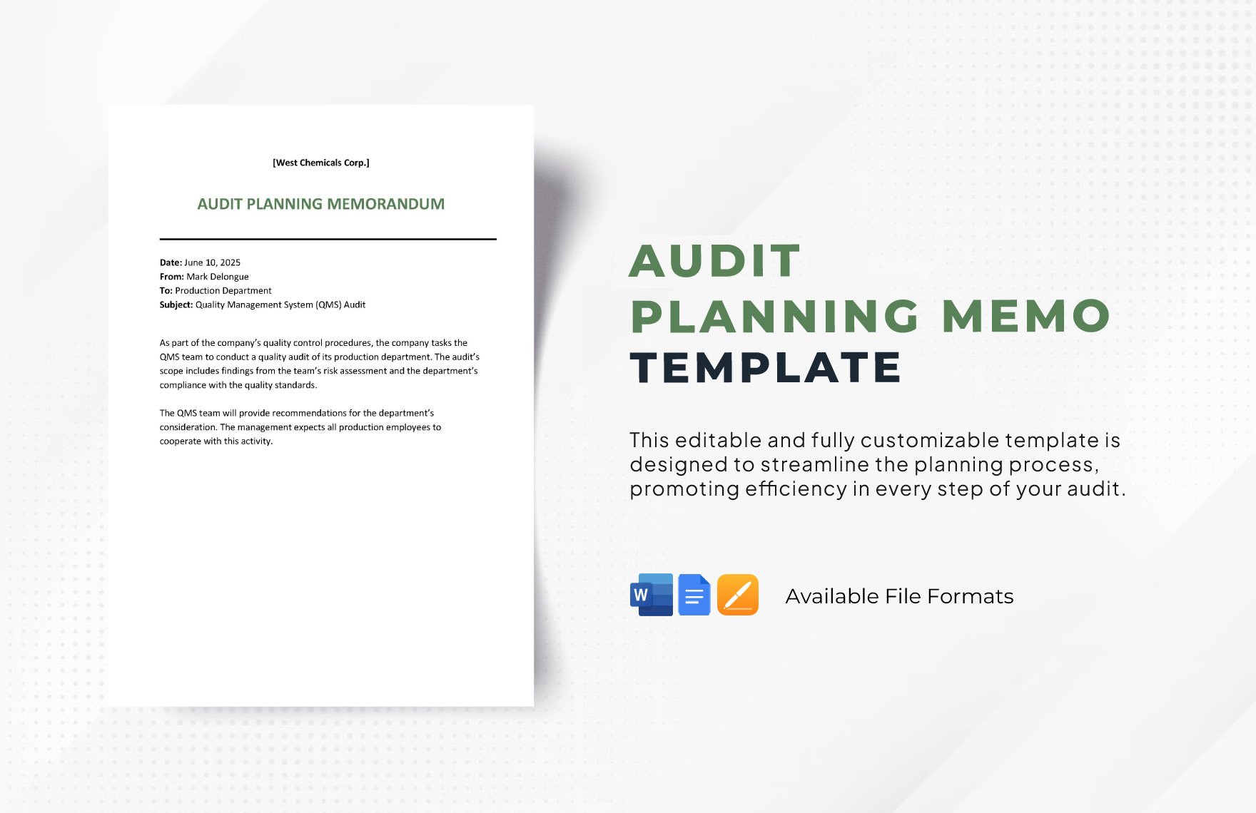 Free Audit Planning Memo Template in Word, Google Docs, Apple Pages