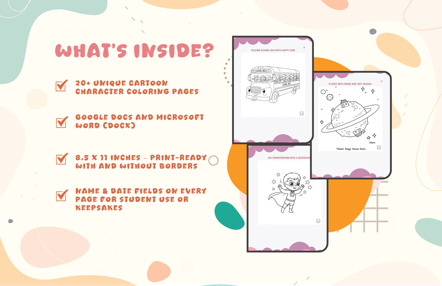 Cartoon Coloring Book Template