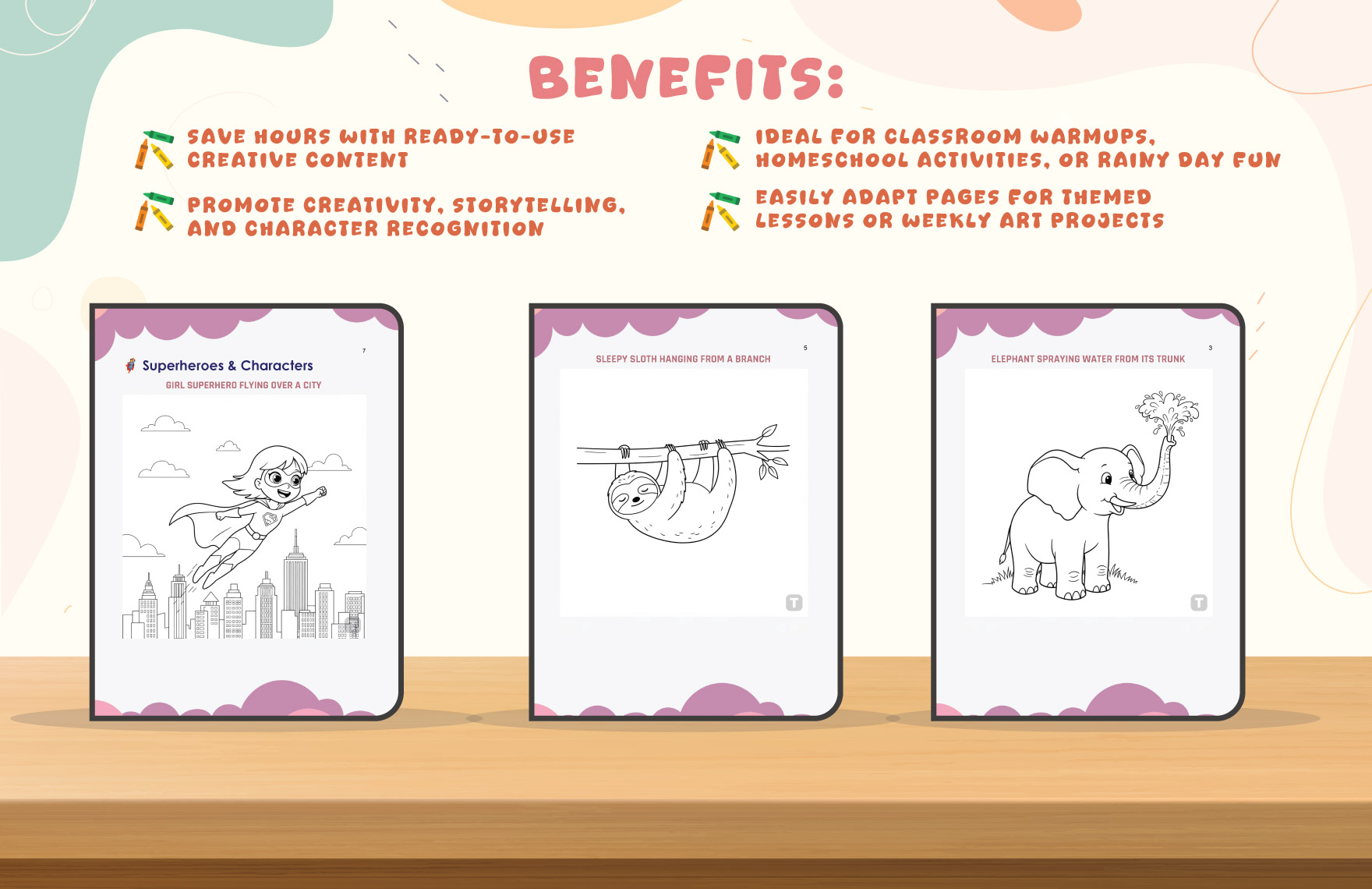 Cartoon Coloring Book Template