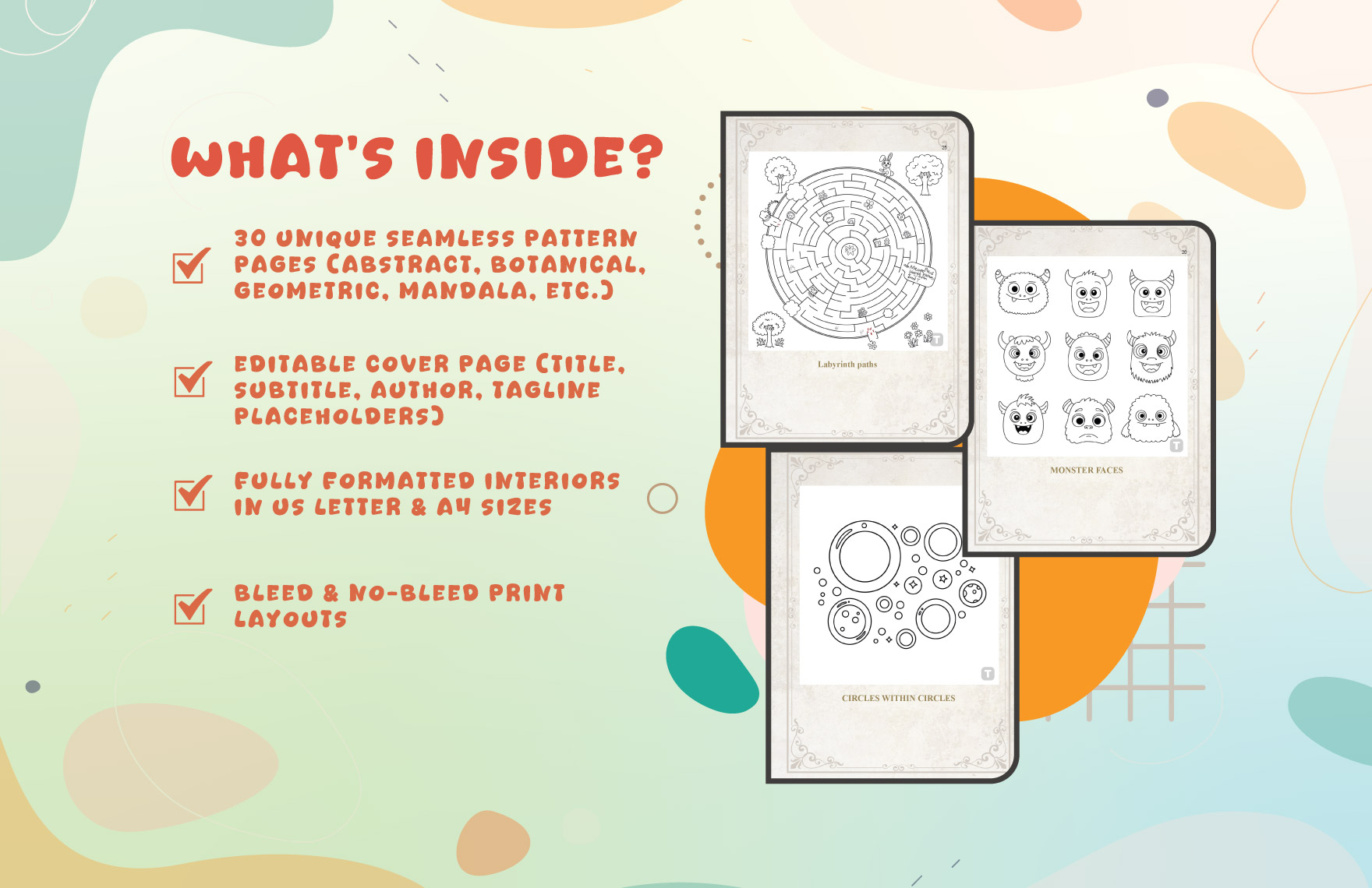 Seamless Pattern Coloring Book Template