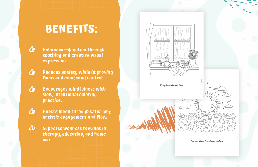 Stress Relief Coloring Book Template