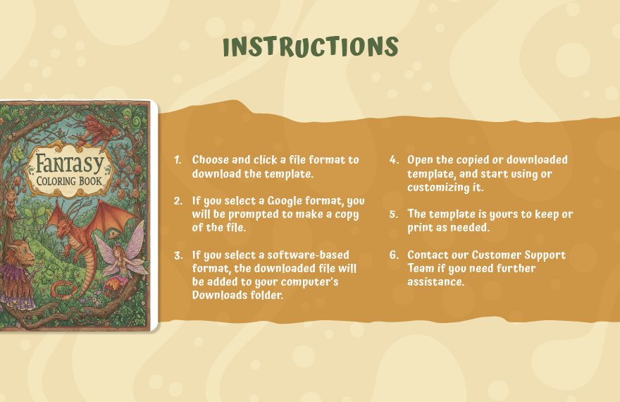 Fantasy Coloring Book Template