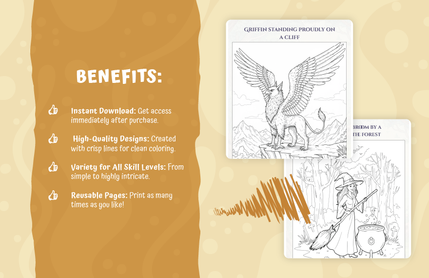 Fantasy Coloring Book Template