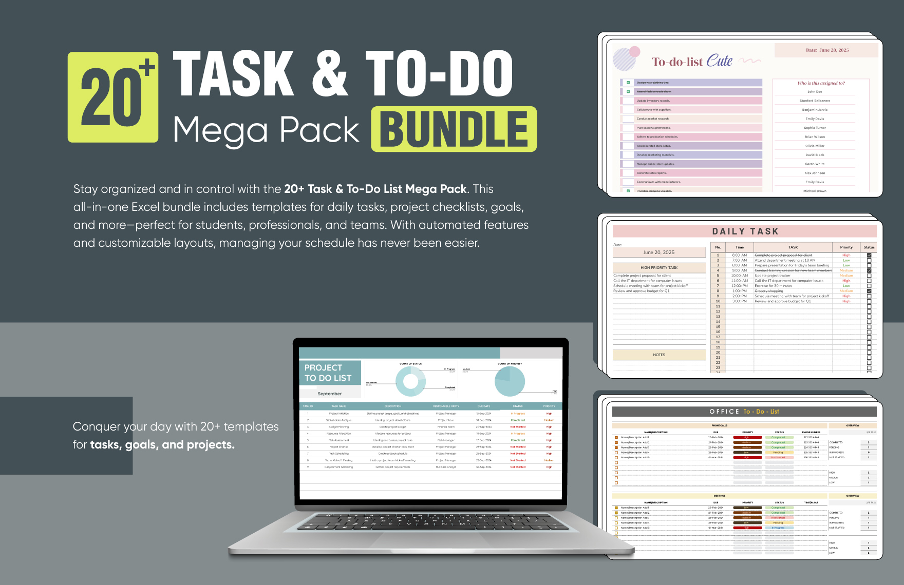 20+ Task & To-Do Mega Pack Bundle in Excel, Google Sheets to Download
