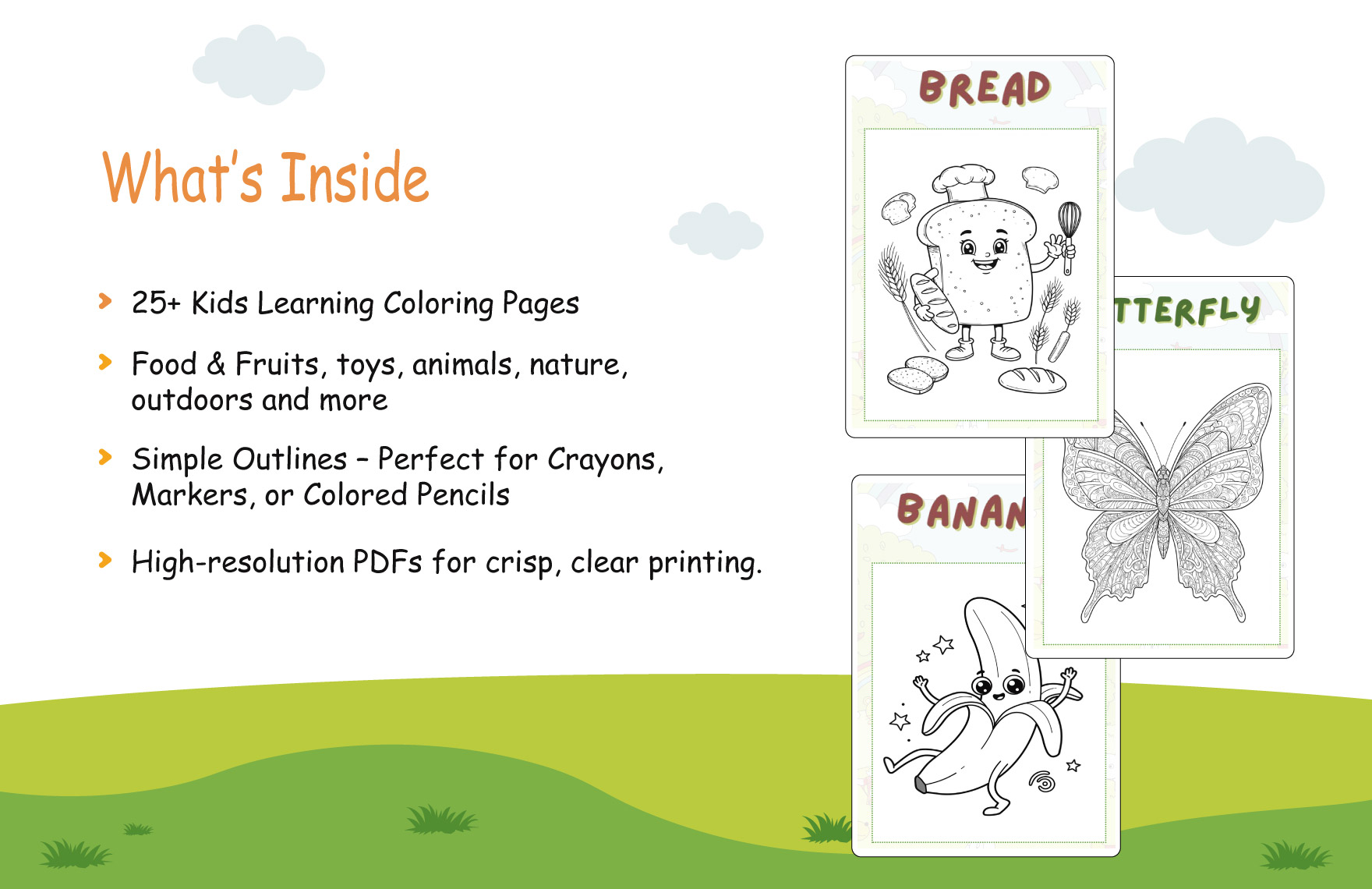 Kids Learning Coloring Book Template