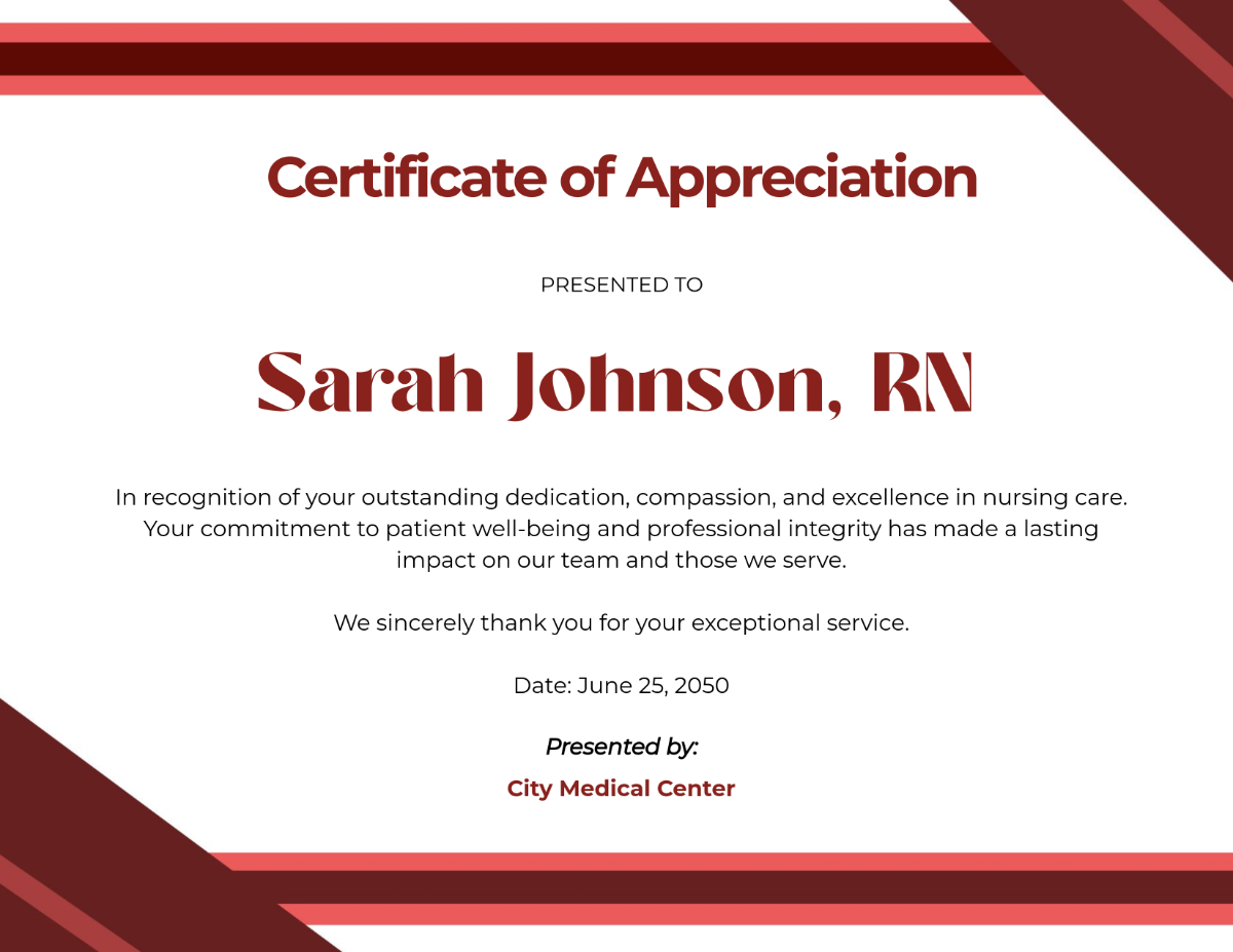 Free Nurse Appreciation Certificate Template