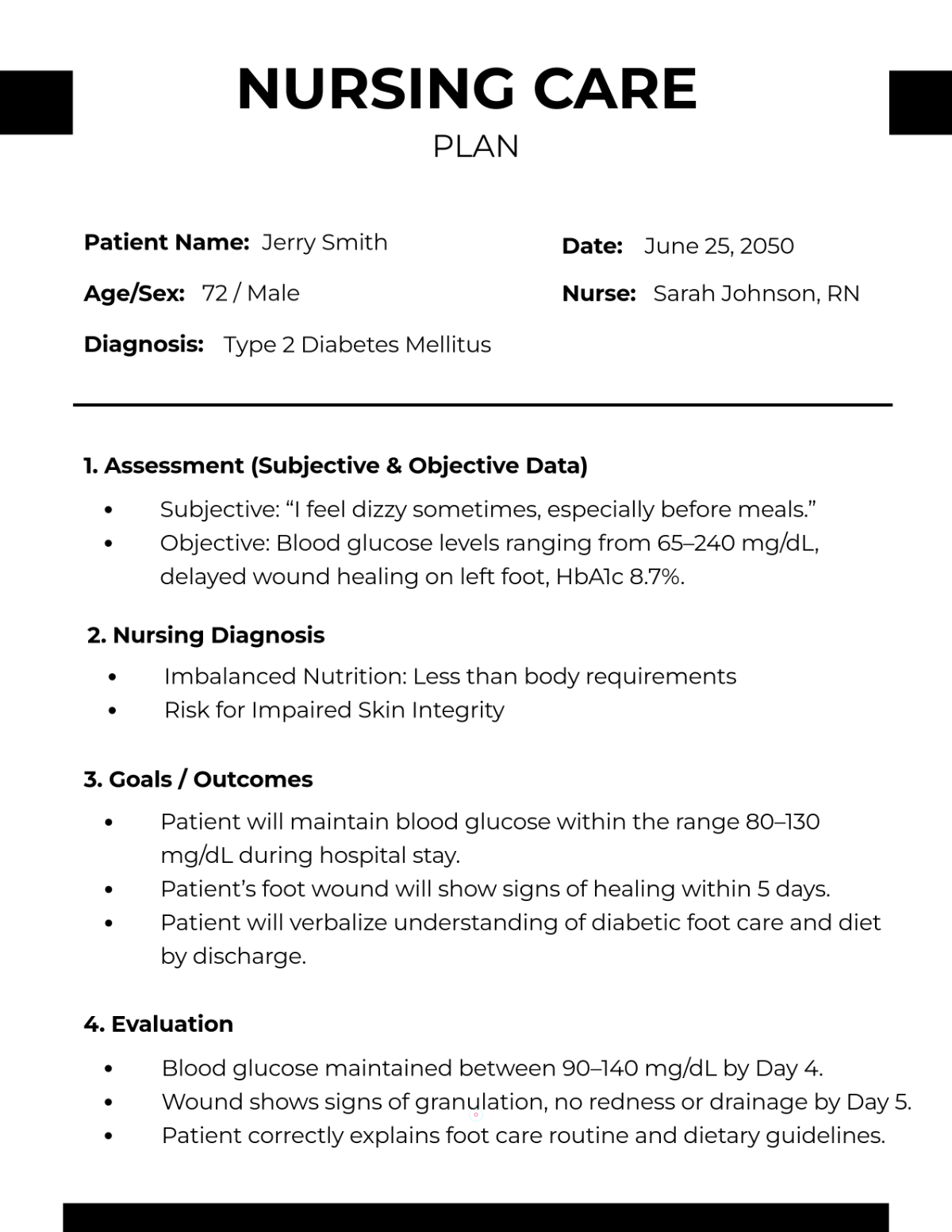 Free Professional Nurse Care Plan Template