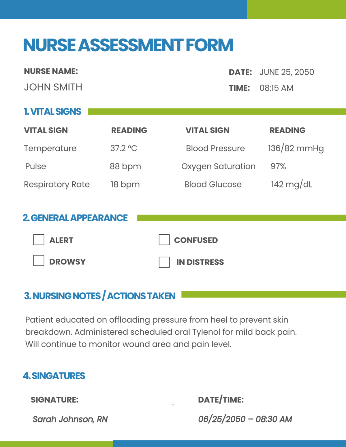 Free Nurse Assessment Form Template