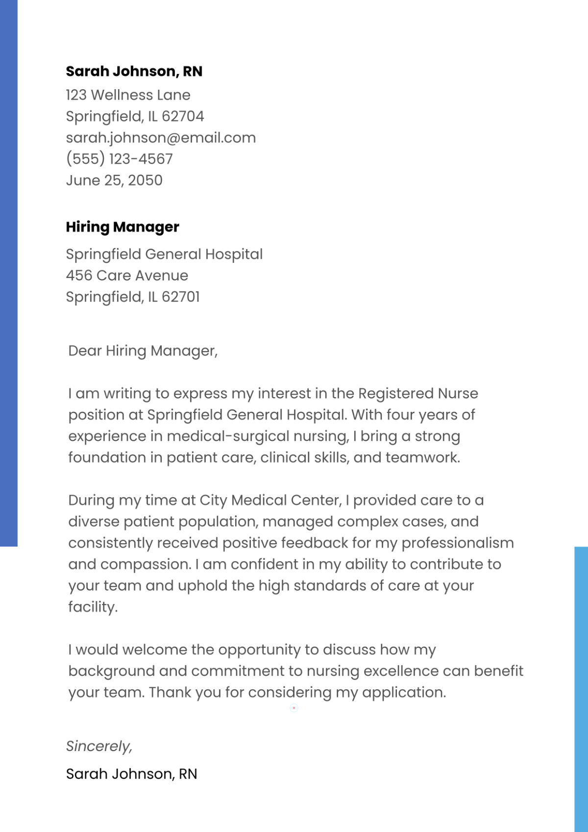 Free Nurse Cover Letter Template