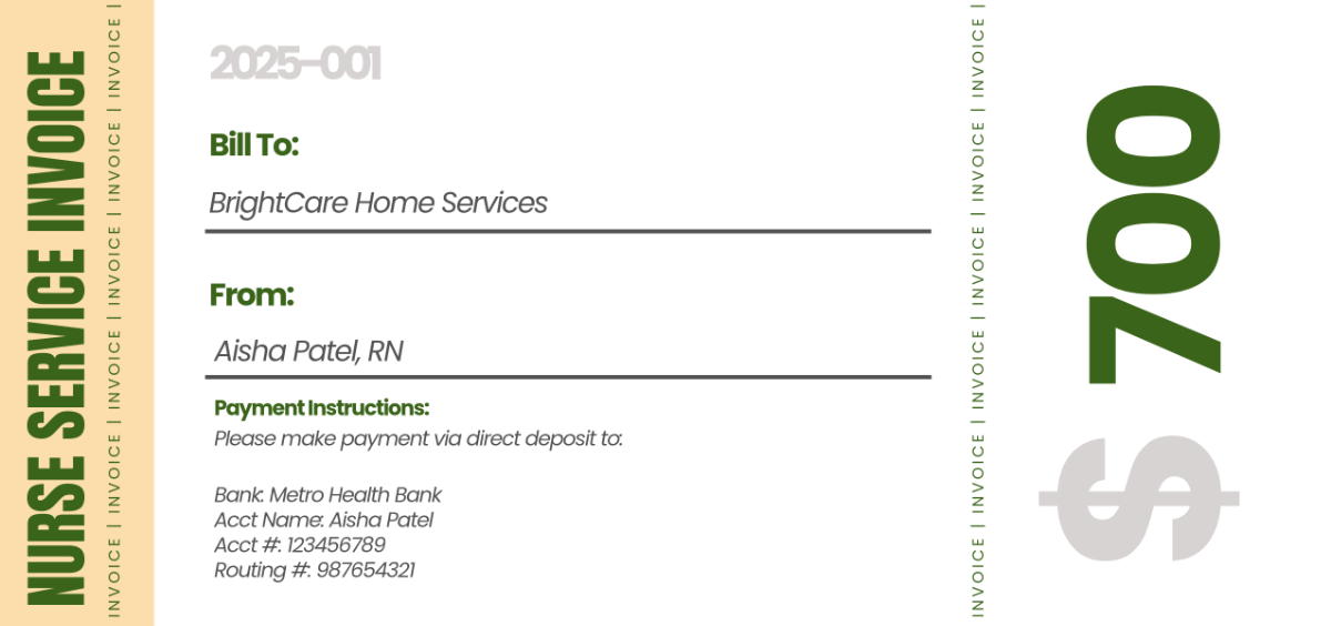 Free White Nurse Invoice Template