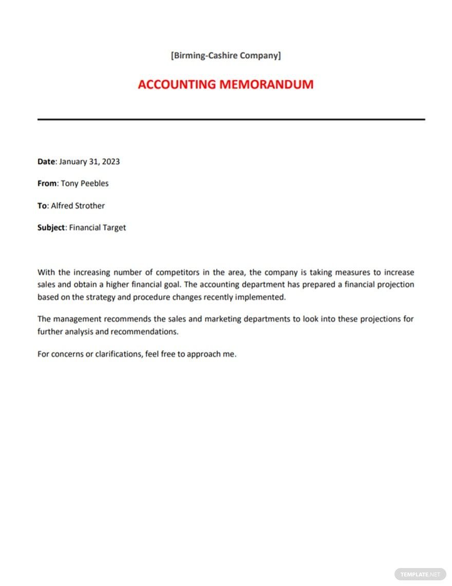 Free Sample Accounting Memo Template Word Template net