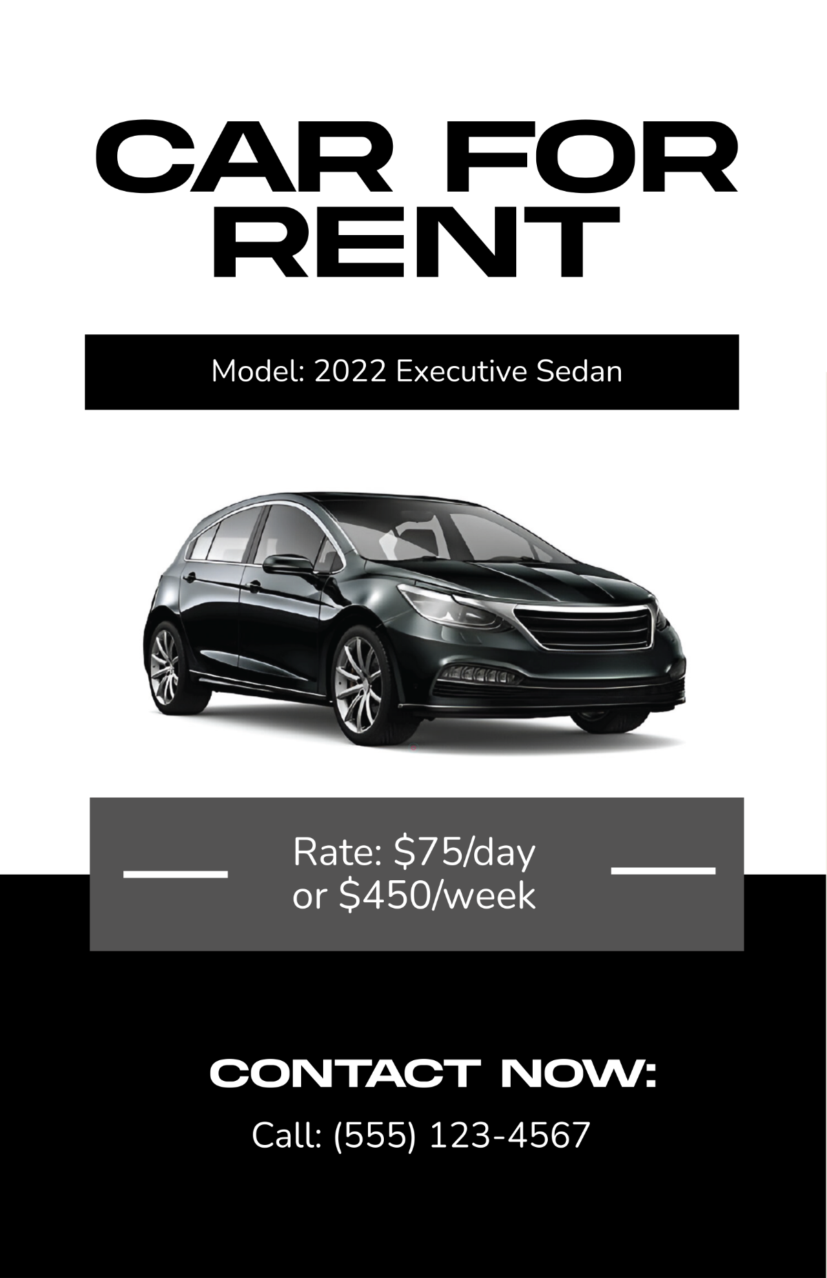 Free Black Car for Rent Poster Template