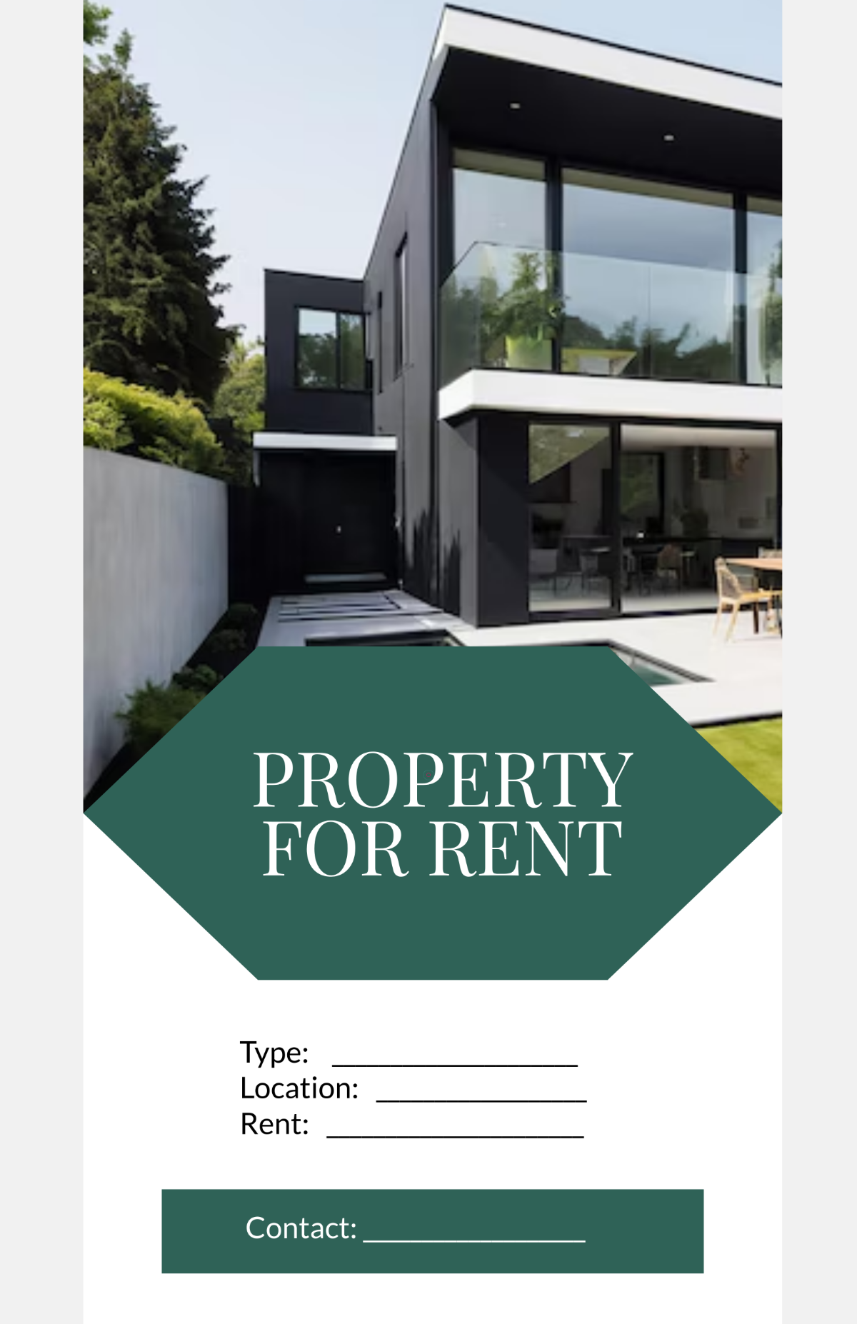 Free Blank Property for Rent Poster Template