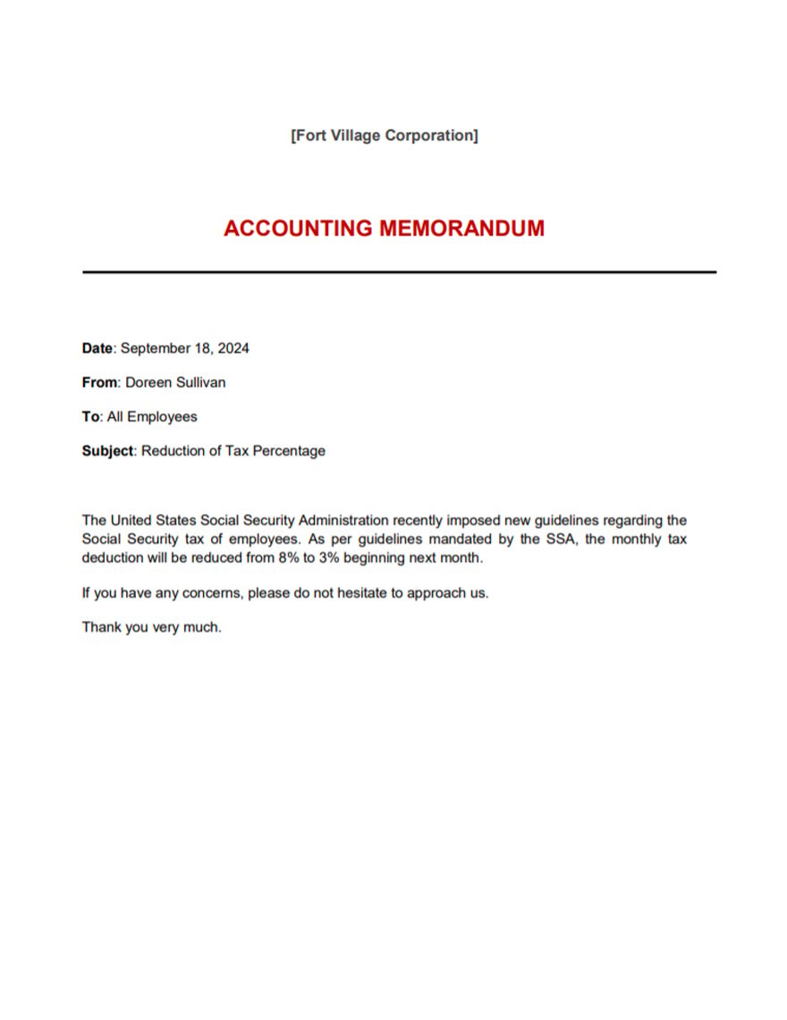 Professional Accounting Memo Template