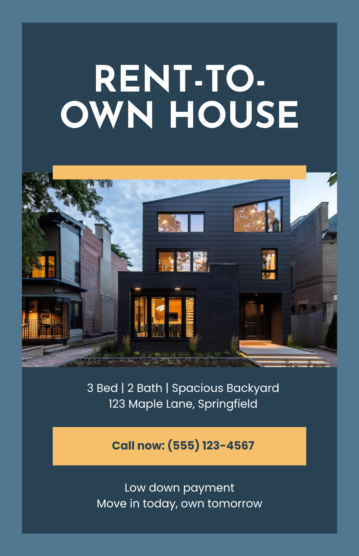 Free For Rent-To-Own House Poster Template
