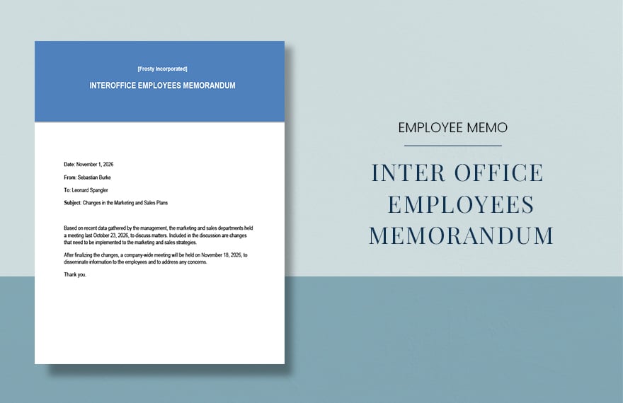Interoffice Memo To Employees Template