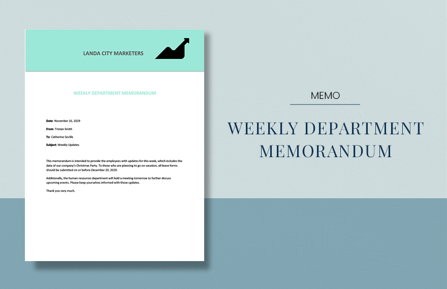 Weekly Department Memo Template in Word, Google Docs, Apple Pages