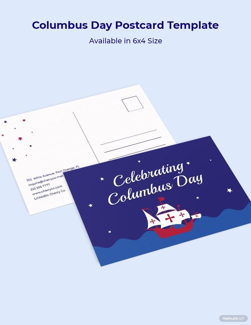 Columbus Day Postcard Template