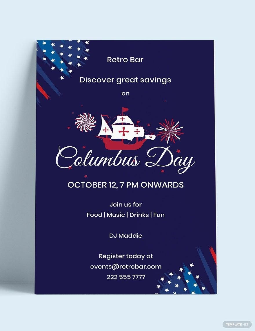 Free Columbus Day Poster Template