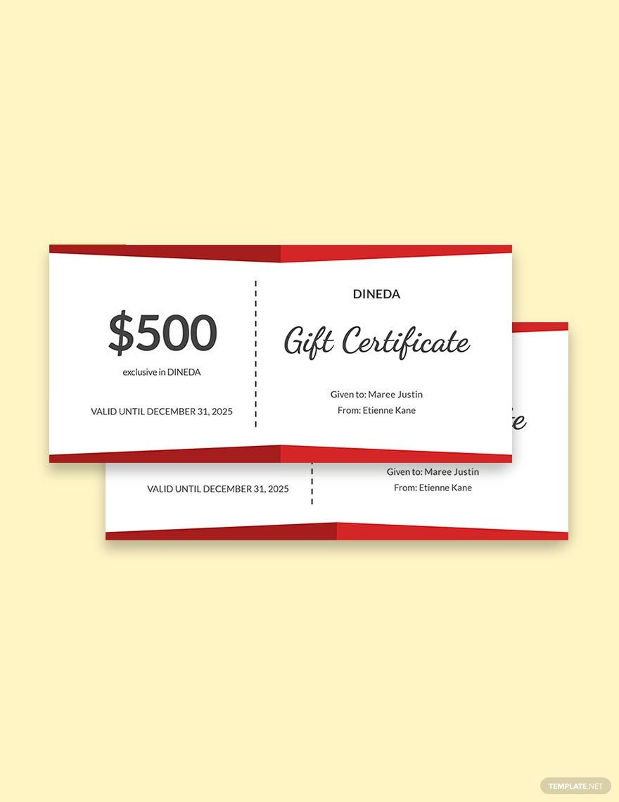 Customizable Restaurant Gift Certificate Template