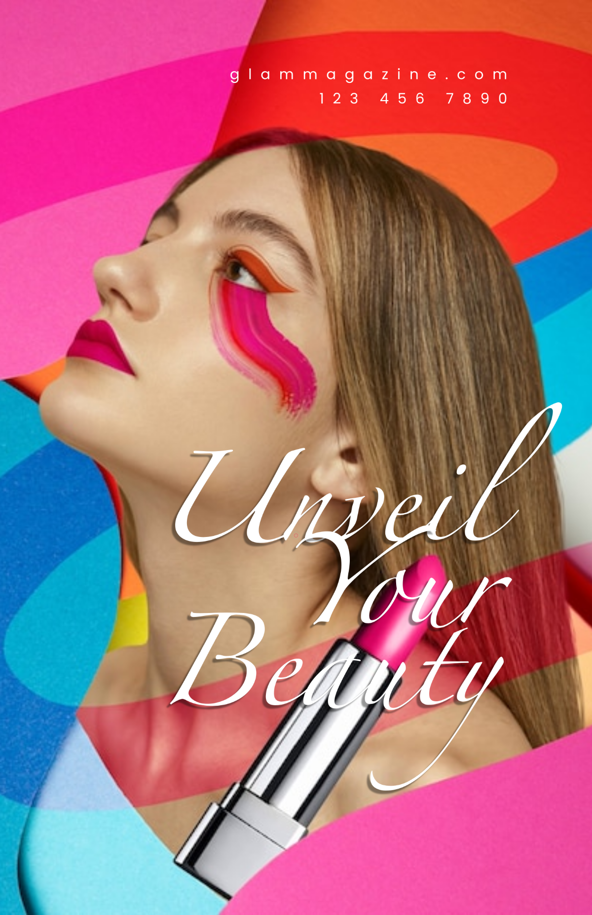 Free Colorful Makeup Illustration Poster Template
