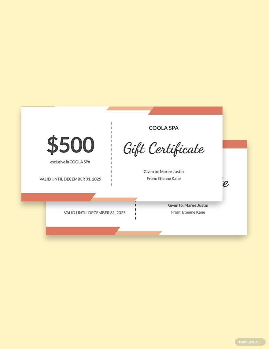Spa & Beauty Center Gift Certificate Template
