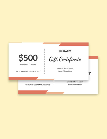 Free Spa & Beauty Center Gift Certificate Template - Word