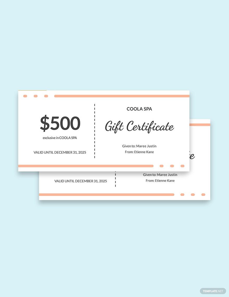Spa Day Gift Certificate Template