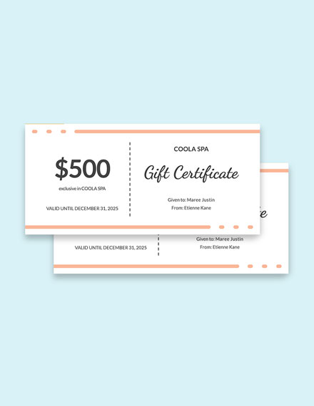 Free Spa Day Gift Certificate Template - Word