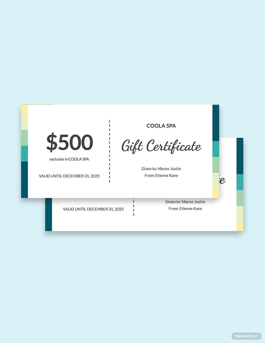 Spa Executive Massage Gift Certificate Template