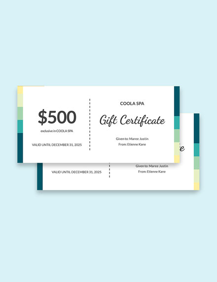 Free Spa Executive Massage Gift Certificate Template - Word