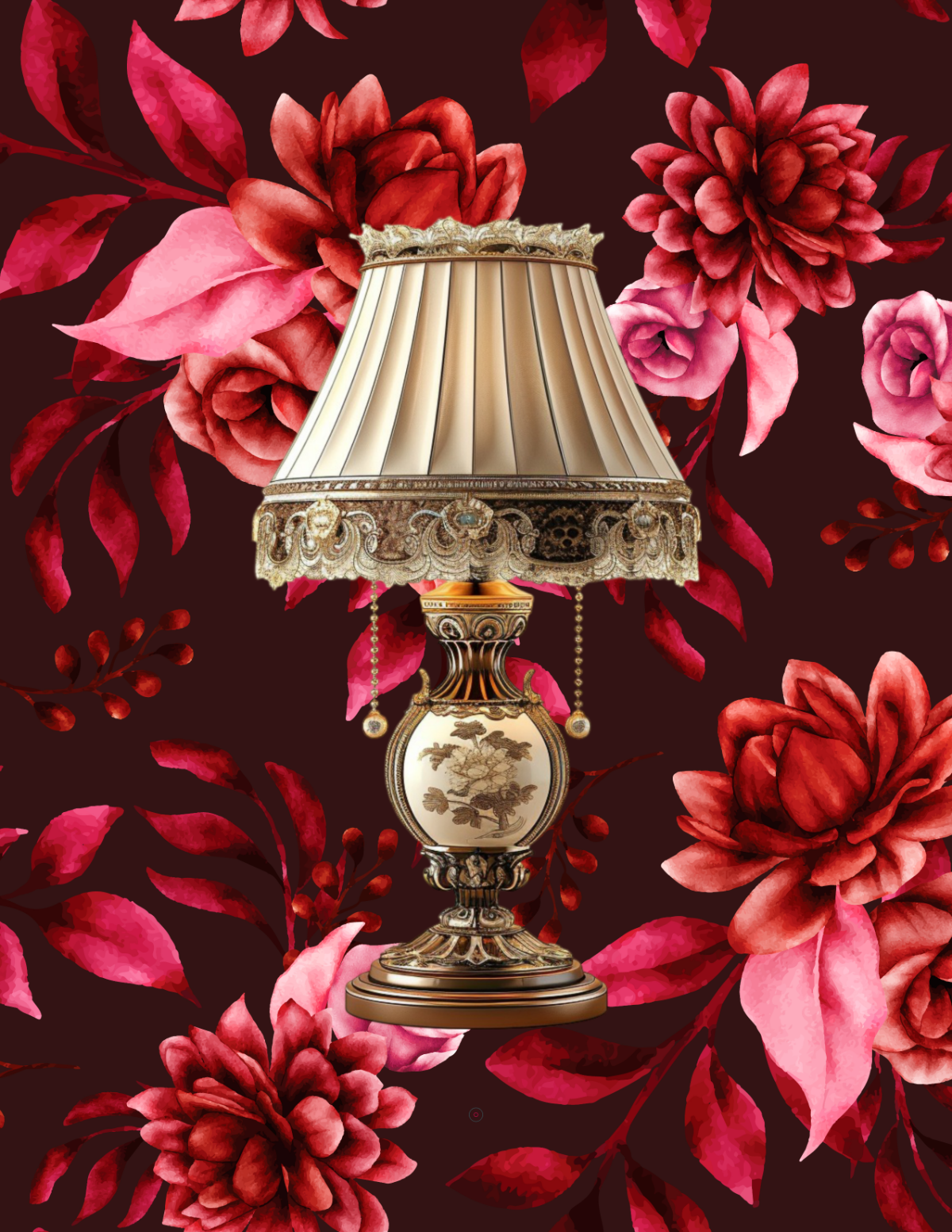 Free Red Floral Photo Template